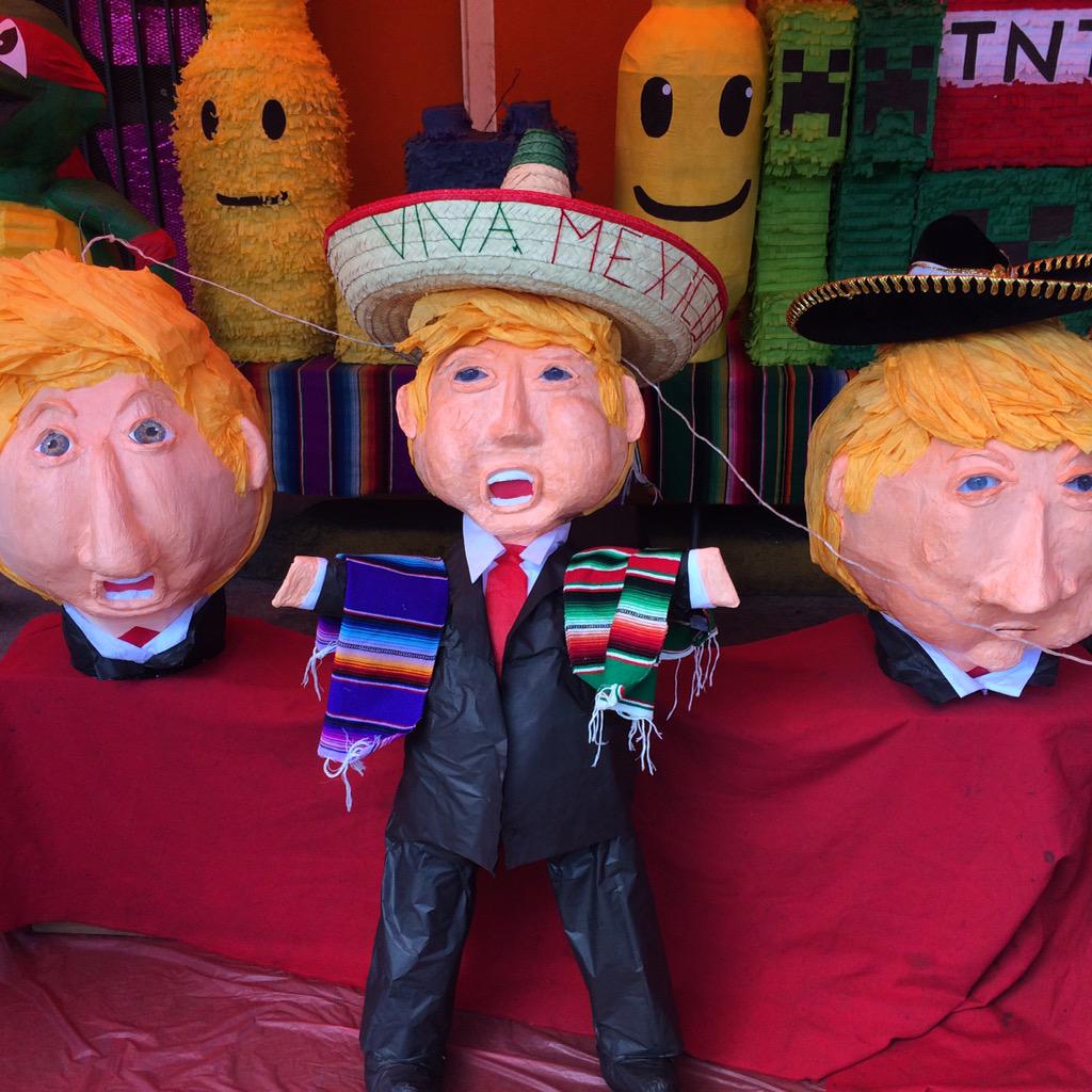 MaeveReston's tweet image. Good morning from downtown Los Angeles where these Donald Trump piñatas are flying off the shelves for $150 a pop