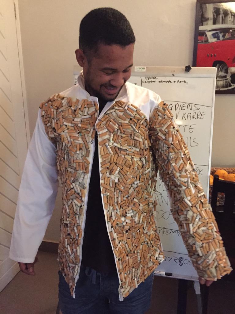 ButtwhynotSA's tweet photo. "Don't be a Butt" jacket in process. #nomorebutts @MyStellenbosch @Die_Burger @CapeTown http://t.co/nEWdd86pbv