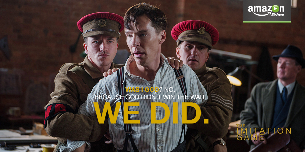 primevideouk's tweet photo. We've just gone and cracked your Friday night. #ImitationGame is now on #AmazonPrime. #StreamItTonight http://t.co/K0th4HTWVV