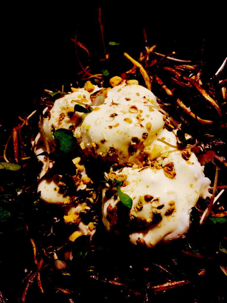 Quail eggs with leek and onion nest for breakfast.