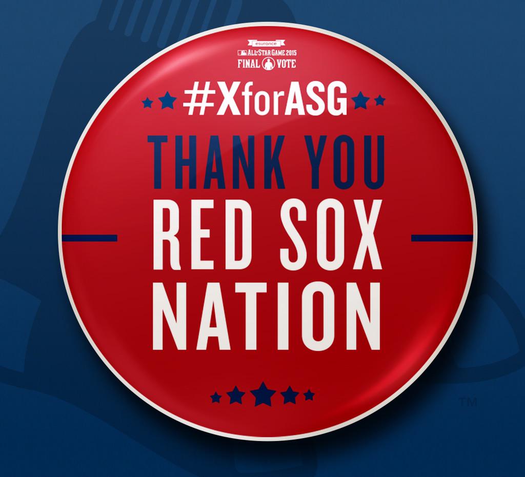 RedSox's tweet photo. Voting is now closed.

Thank you #RedSoxNation for supporting #XforASG during the #FinalVote!! http://t.co/g6Q6YkXFrc