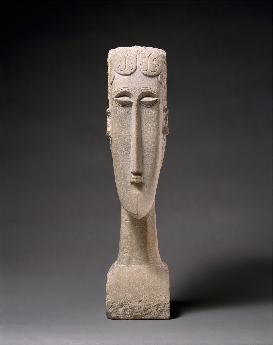 metmuseum's tweet photo. Amedeo #Modigliani, born on this day in 1884, created this "Woman's Head" sculpture in 1912. http://t.co/h25wMrKU1v http://t.co/sK3VwfFBjk