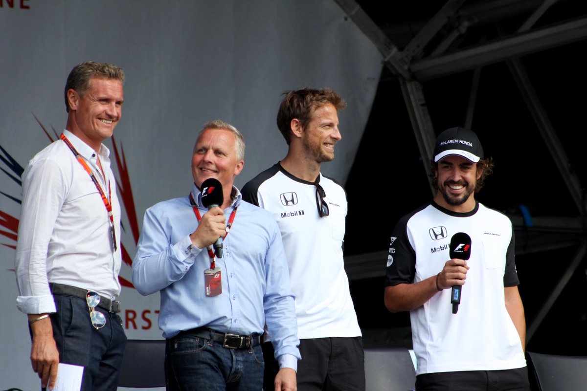 All the presenters from the #BritishGP were great sports with the fans! Especially JHerbert and <a href="/therealdcf1/">David Coulthard</a>