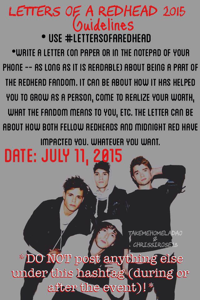 riorsonaddict's tweet photo. #LettersofaRedhead is TOMORROW here &amp; on Instagram! It's a worldwide Redhead event so RT/ repost &amp; spread the word! http://t.co/Xou98bJp47