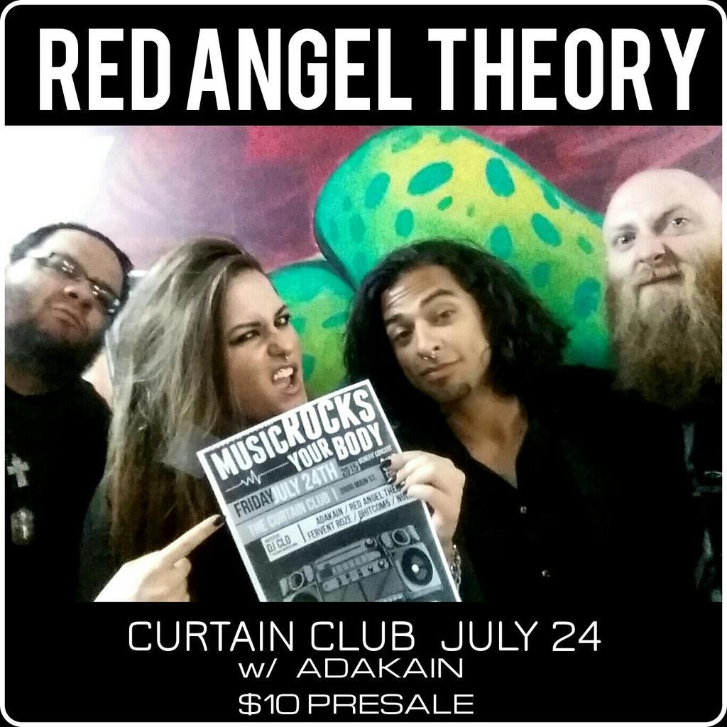 redangeltheory's tweet photo. DALLAS SHOW: July 24th at #curtainclubdallas w/ @Adakain, $10, come see us &amp; welcome our new guitarist, Duston! http://t.co/kRCNnzd98P