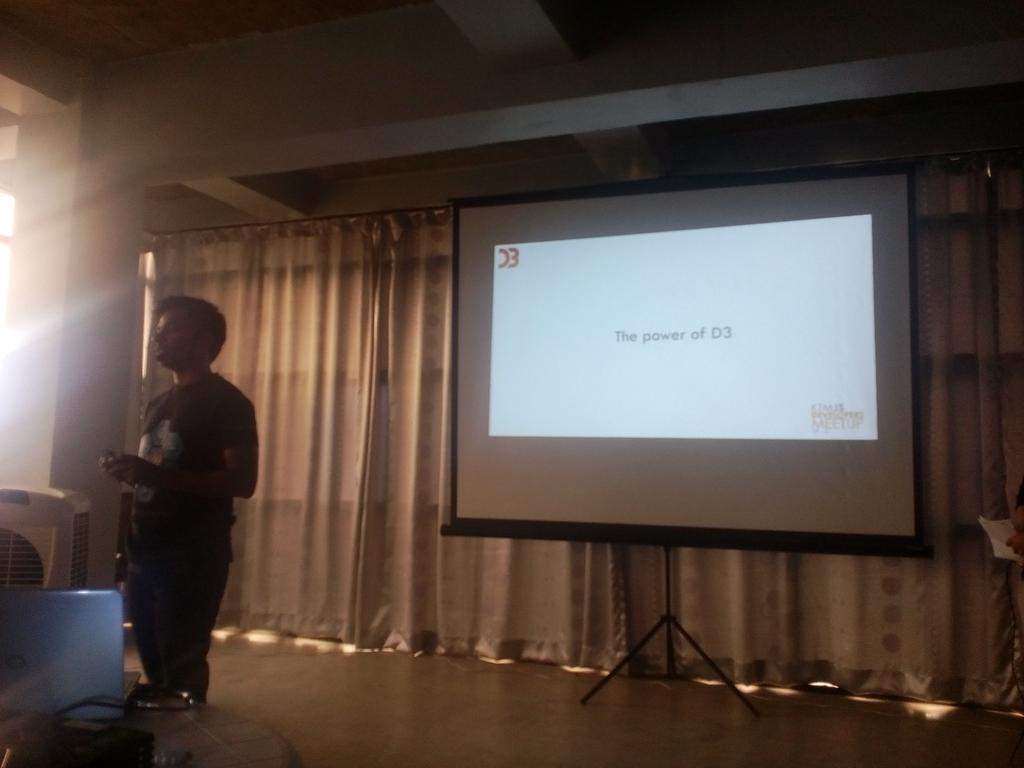 KafleSudip's tweet image. An wonderful presentation on d3 by @punitjajodia. #ktmjs #javascript