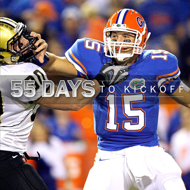 CollegeGameDay's tweet photo. 55 Days to Kickoff: Tim Tebow was responsible for 55 TD in 2007 (SEC record for season). http://t.co/kYciEUUOWS