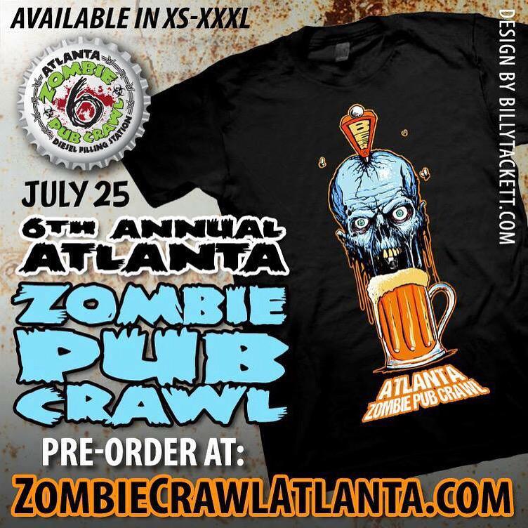 Have you pre-ordered your 2015 Atlanta Zombie Pub Crawl shirt yet? Deadline Monday! bit.ly/zpc_tees2015