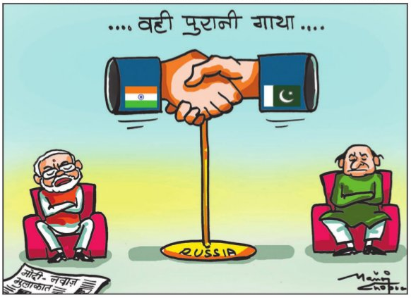 punjabkesari's tweet photo. #Cartoon of the day
#Modi #NawazSharif #ModiMeetsSharif http://t.co/dfWhUK5M6l