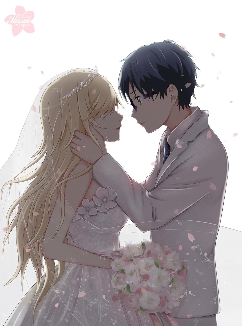 miyazono kawori and arima kousei (shigatsu wa kimi no uso) drawn by  xi_chen_chen