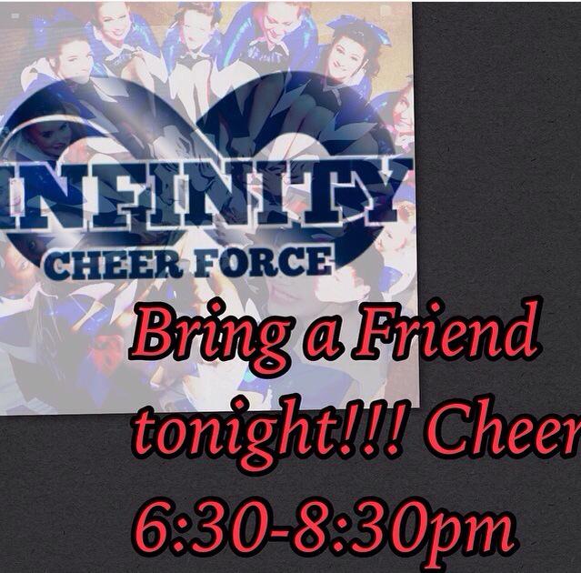 InfinityCheer08's tweet image. This Monday!!!!!! Bring a friend night!!!