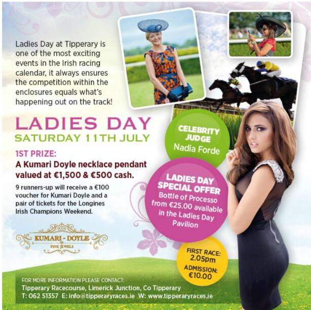 LadiesDayIre's tweet photo. To all the ladies heading to @tipperaryraces #Ladiesday have an amazing day... look forward to seeing the style http://t.co/JPYWS7JomO