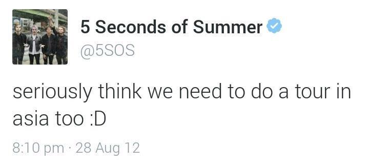 5SOSPHOfficial's tweet photo. It's been two years. #Bring5SOSToAsia http://t.co/0tqnZ8JtvX