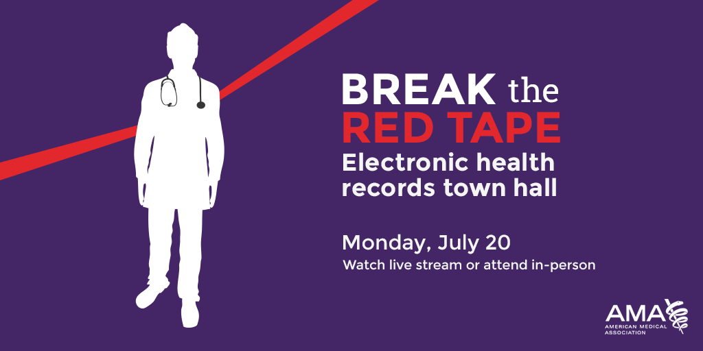 AmerMedicalAssn's tweet photo. #MeaningfulUse is broken &amp; hurts physician-patient relationship. Join our Town Hall http://t.co/HexaqzscpV #FixEHR http://t.co/Godo8erZXC