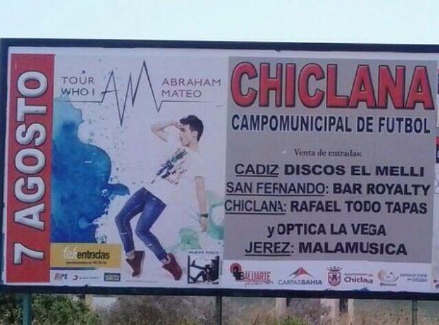 CHICLANA! Conciertazo en mi tierra gaditana el 7/8 en el Campo Municipal de Fútbol! Entradas ow.ly/O8GpX 😍