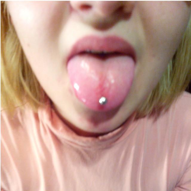 Tongue first time piercing retro