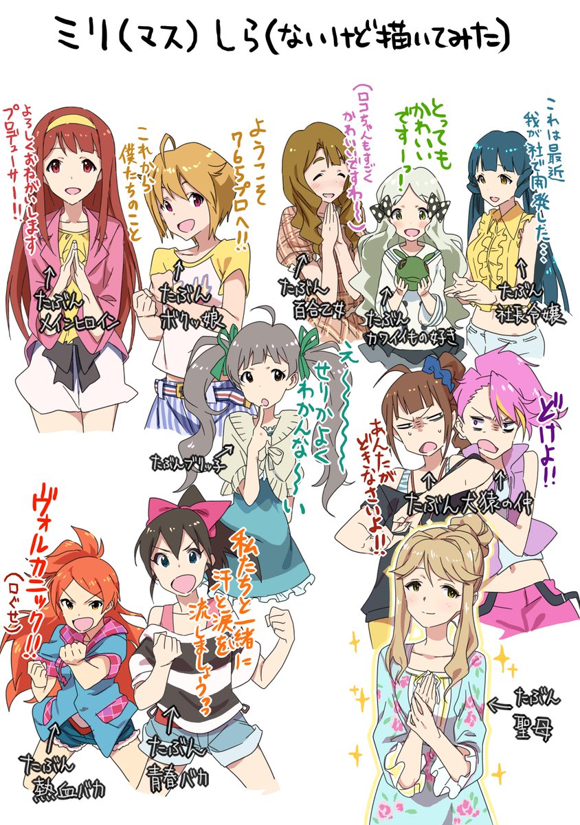 ミリPはキャラをよく知らないまま描いても許してくれる優しい人たちだという電波を受信したので http://t.co/yflKOEgXhd