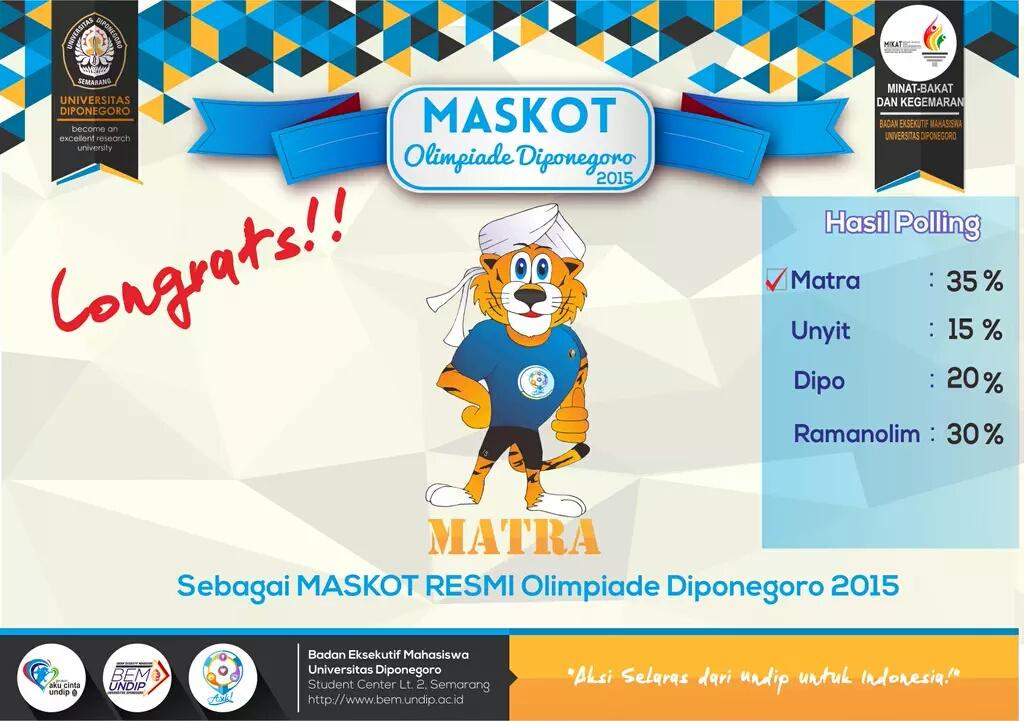 CONGRATS!!! Telah Terpilihnya "MATRA" Maskot OLIMPIADE DIPONEGORO 2015 #forOlim2015  | vua @BEMUndip_mikat