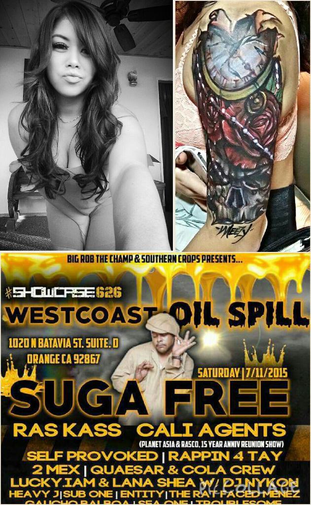 meezymajor's tweet photo. Catch me doing some live body art on the lovely caprii. Today in the city of Orange. At OIL SPILL see you guys there. http://t.co/sonLabICnK