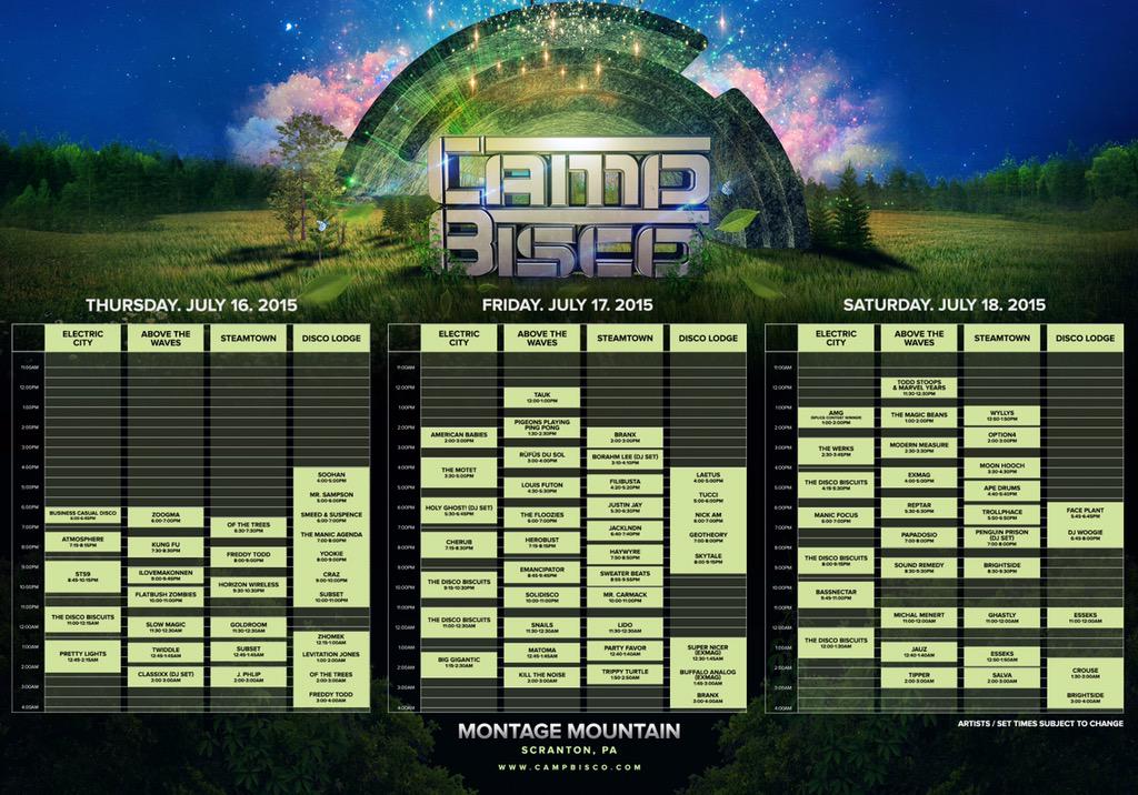 Camp Bisco on Twitter "it's here! the campbisco schedule is live on