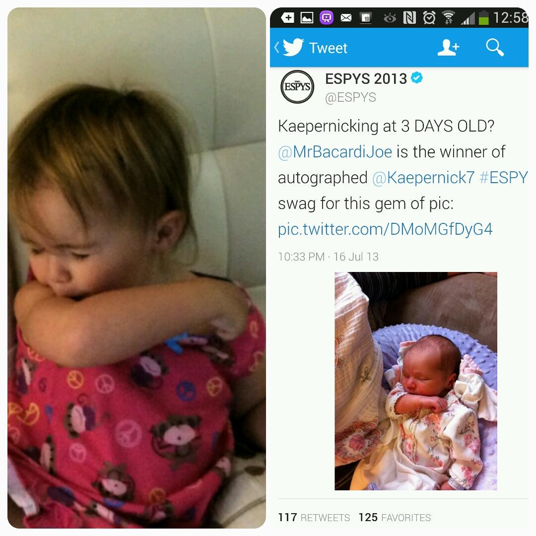 Two years later, she's still doing it!
#kaepernicking  <a href="/Kaepernick7/">Colin Kaepernick</a> <a href="/ESPYS/">ESPYS</a>