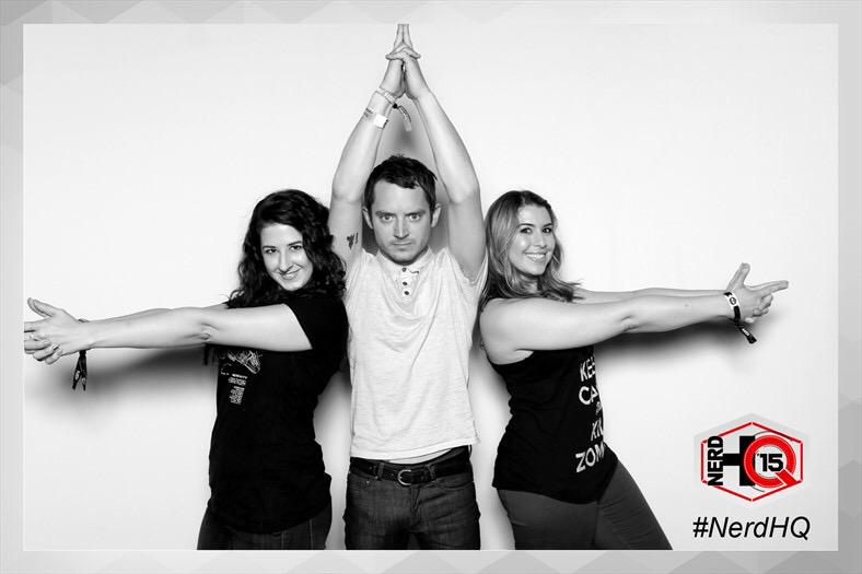 annemarizz's tweet photo. So excited to announce the new Charlie's Angels: @stephizm @woodelijah and yours truly! 😉  #SmilesforSmiles #NerdHQ http://t.co/2zfR0uMGwH