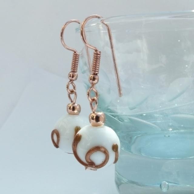 White Earrings  and Gold Glass   Earrings by AmberlillysHandmade etsy.me/1H0LIVv via <a href="/Etsy/">Etsy</a>