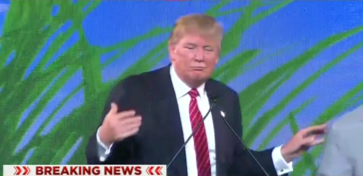 BusinessInsider's tweet photo. Donald Trump just gave an amazingly surreal speech in Las Vegas: http://t.co/GQhN2TViZe http://t.co/tPmUzBmfot
