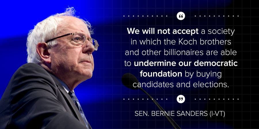SenSanders's tweet image. We will not accept a society in which billionaires are able to undermine our democracy by buying elections