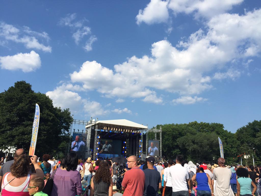 .<a href="/LuisPalauLive/">Palau</a> sharing the #GoodNewsInTheCity with Latinos in the crowd!