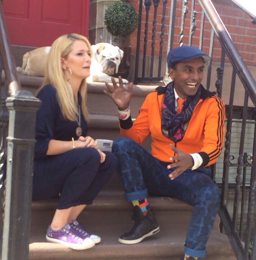 TalkStoopNBC's tweet image. Disclaimer: @stoopdoggracie face does not represent how we feel about @Marcuscooks. Watch him tonight on #TalkStoop!
