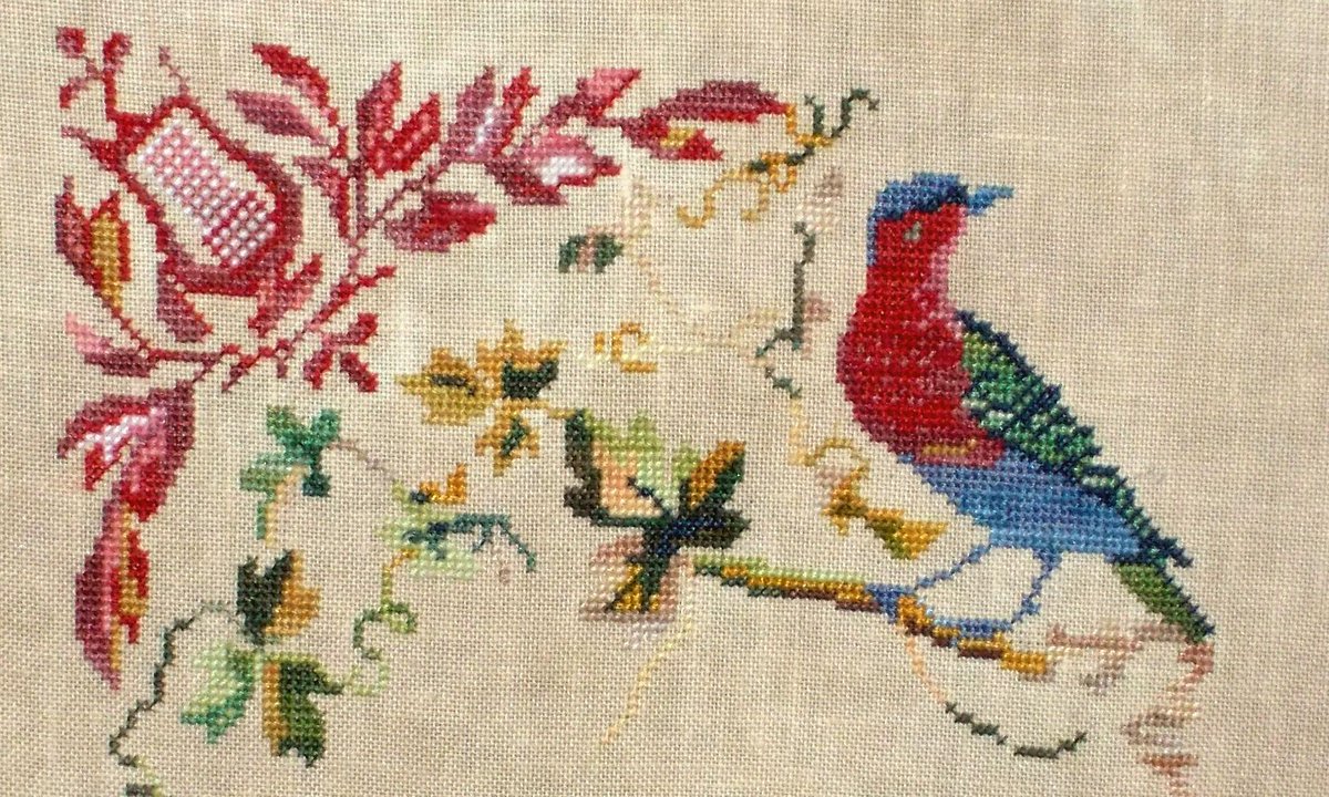 stitchergal's tweet image. Making some progress on The Scarlet Letter's Eleanor Parr Sampler.