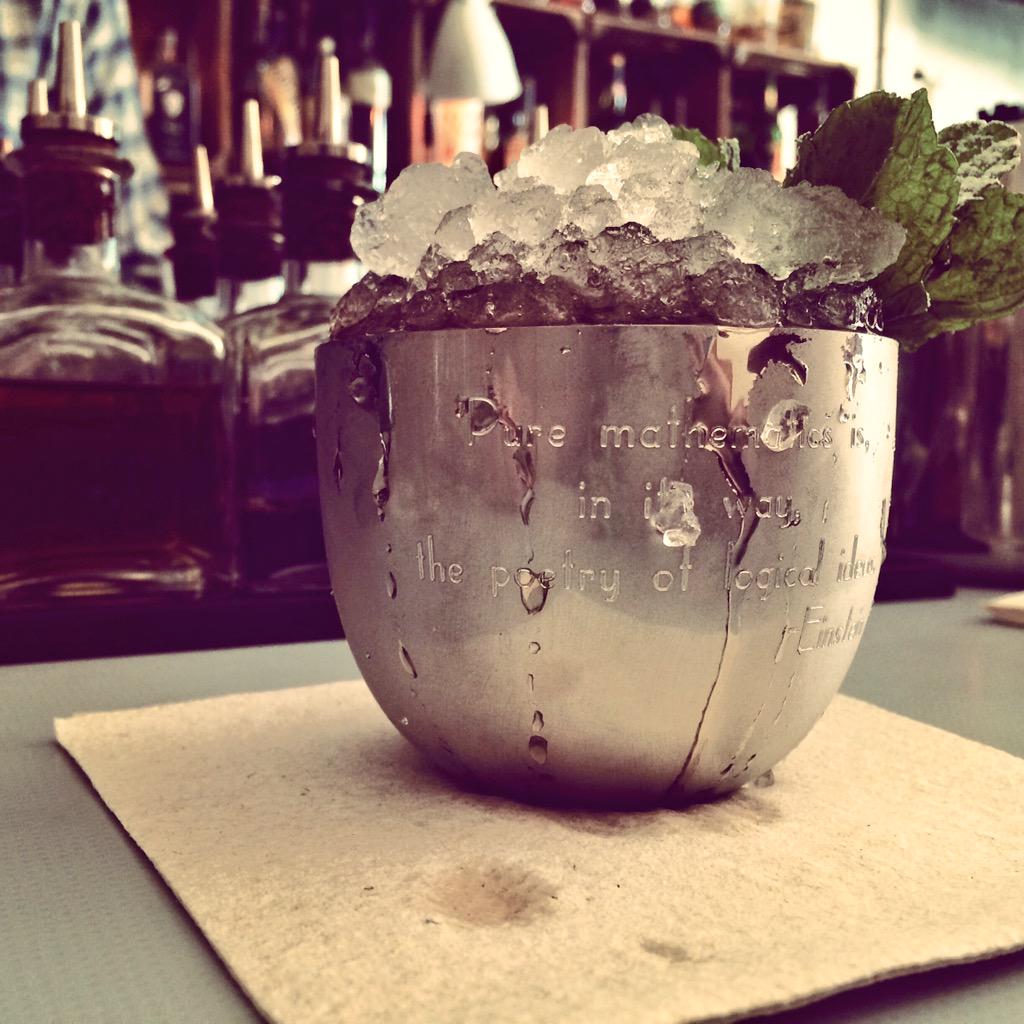 VCx3's tweet photo. "Pure mathematics is, in a way, the poetry of logical ideas." Mini #MintJulep in my #JeffersonCup at @whiskeyhome! http://t.co/7gN5ANw57H