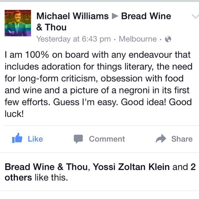 So very thrilled for this vote of confidence. This is what it's all about.
#BreadWineThou