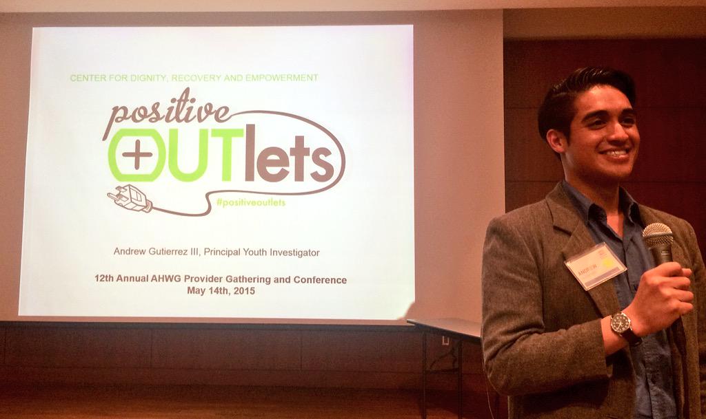 positiveoutlets's tweet photo. Presenting the #PositiveOUTlets Project to #mentalhealth professionals, consumers and community members at @IntlConf http://t.co/kCFdGaqzXl