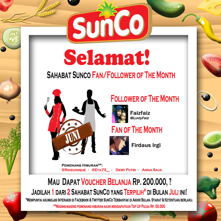 SunCo_ID's tweet photo. Selamat kepada Fan/Follower of the Month Bulan Juni 2015! :) https://t.co/FAnSEkMqdq http://t.co/EjlNqfSvXO