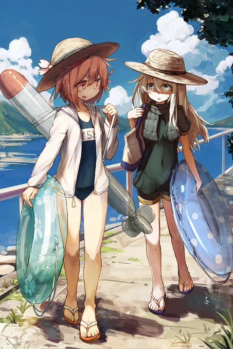 べいぜさん(@G_beize)と線画交換して合作しましたーっ 58の線画がべいぜさん、塗りがぼくで、ゆーちゃんはその逆になってます! 