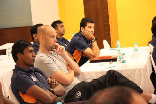 IndianFootball's tweet photo. #BacktheBlue #Indianfootball #Scoutingworkshop #AIFF All ears at the Scouting Workshop http://t.co/OOE9pS3ca4