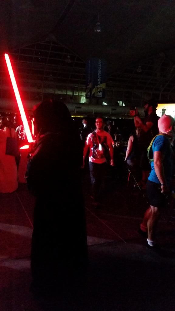 Wooperman64's tweet image. Because where else but comic con are you going to be at a dance part with Finn and the villain from episode VII.