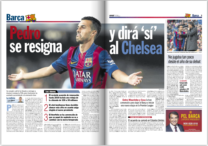 News Articles of Pedro Joining Chelsea