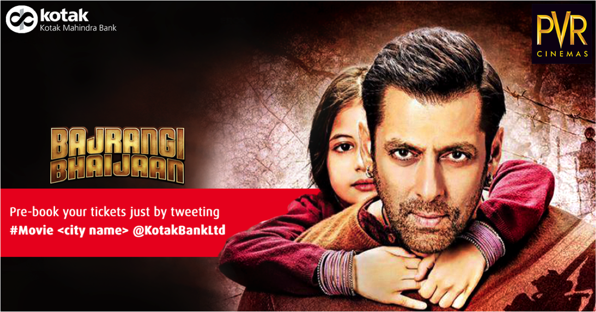 KotakBankLtd's tweet photo. Your Friday tickets for #BajrangiBhaijaan are now a tweet away!#KotakExclusive #HashtagBanking http://t.co/unz5aU6xTy http://t.co/hUwEOSP8Mx