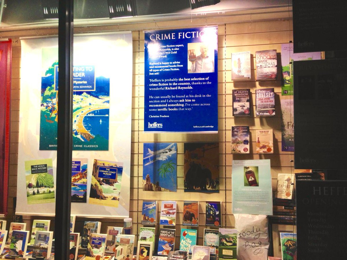 queencharlot's tweet photo. @heffersbookshop window, Cambridge last night. Crime Fiction night next week! http://t.co/mq7psD3Qvl