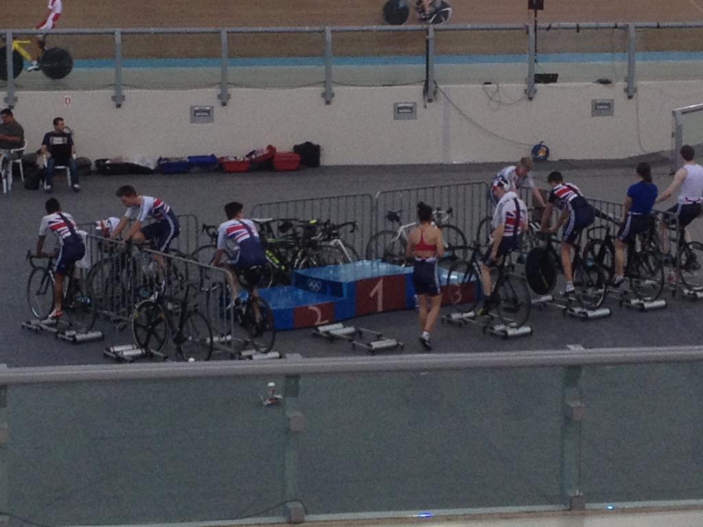 GB juniors & u23's warming up for training session : Athens2015