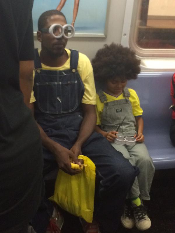 father of the year award goes to this gentleman who was taking a very excited little boy to the movies