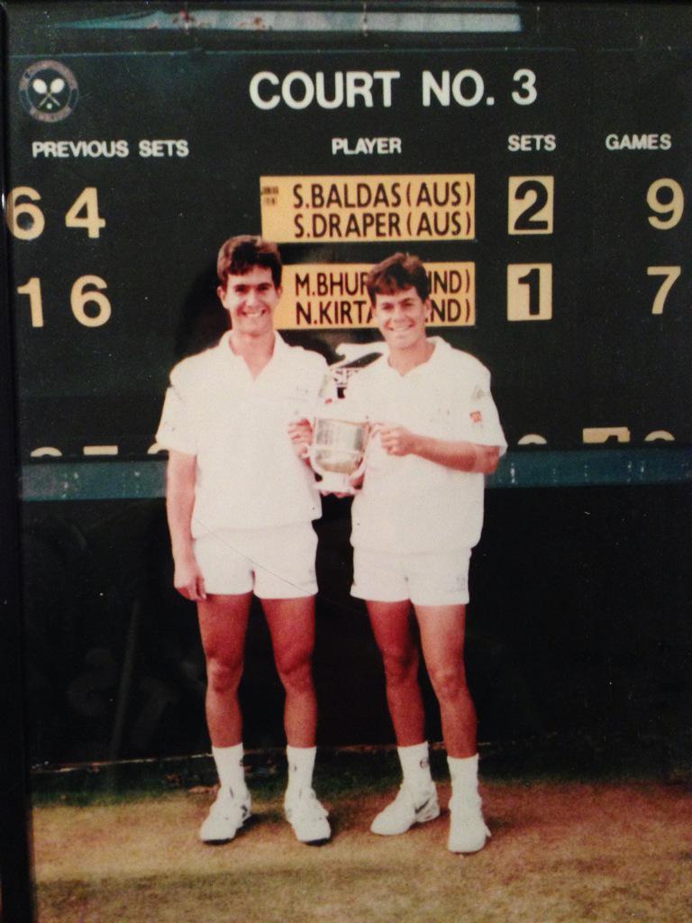stevebaldas's tweet image. 23 years ago today at @Wimbledon. I have no good explanation for the length of our shorts #waytooshort #nicesocks