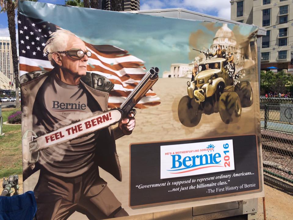 People4Bernie's tweet image. You know you have a winning hashtag when THIS happens at #ComicCon2015 #FeelTheBern NOW. Vote 4 @BernieSanders later.