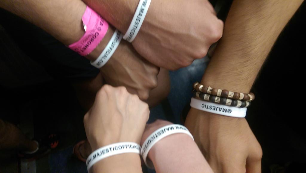 Thanks for the wristbands @Majestic We were front & centre for your set @garagenation #borninthe80s #raisedinthe90s