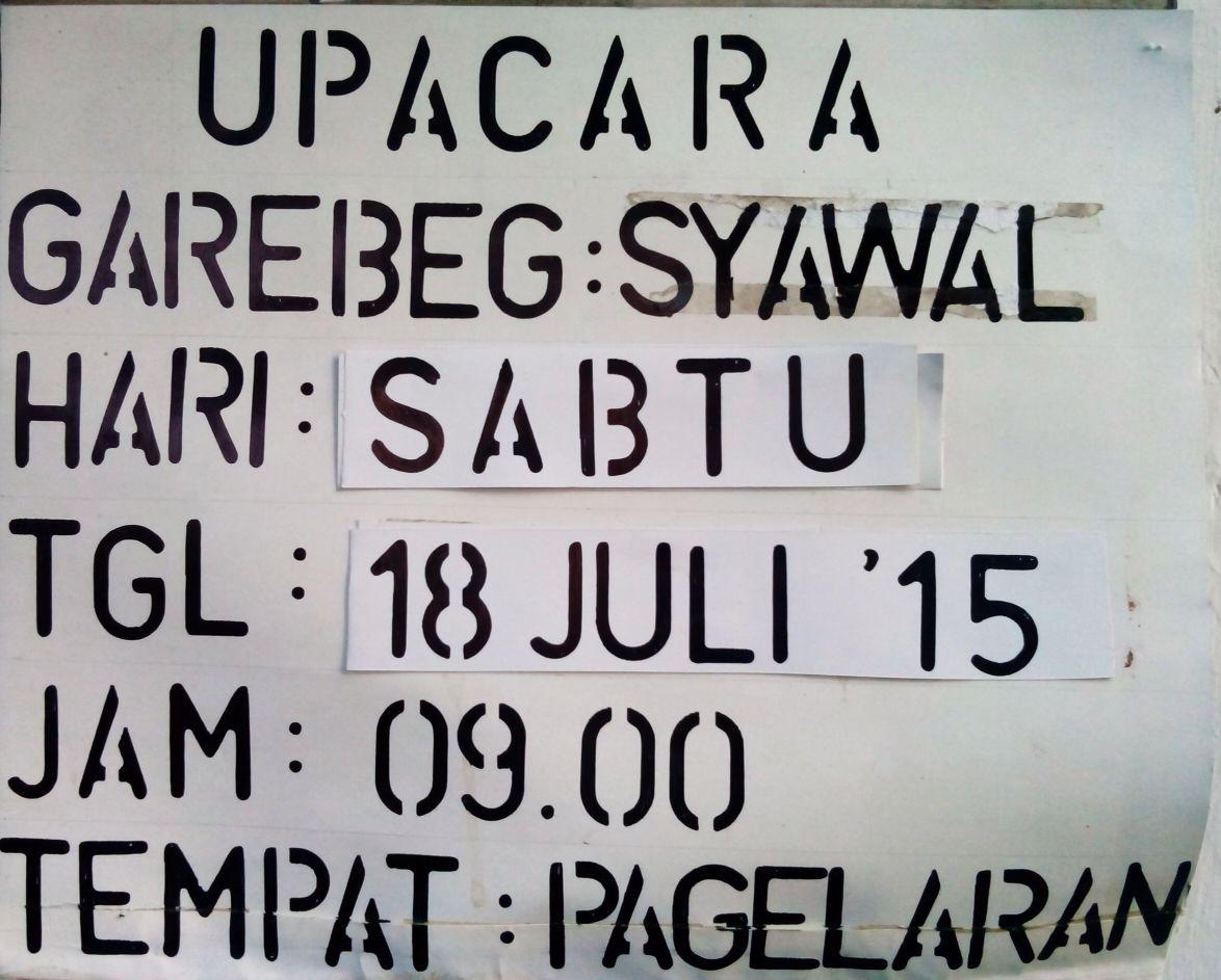 Info Grebeg Syawal akan dilaksanakan pada 18/7/2015 di Kagungan Dalem Bangsal Pagelaran <a href="/GKRHayu/">GKR Hayu</a> #RamadhanKraton