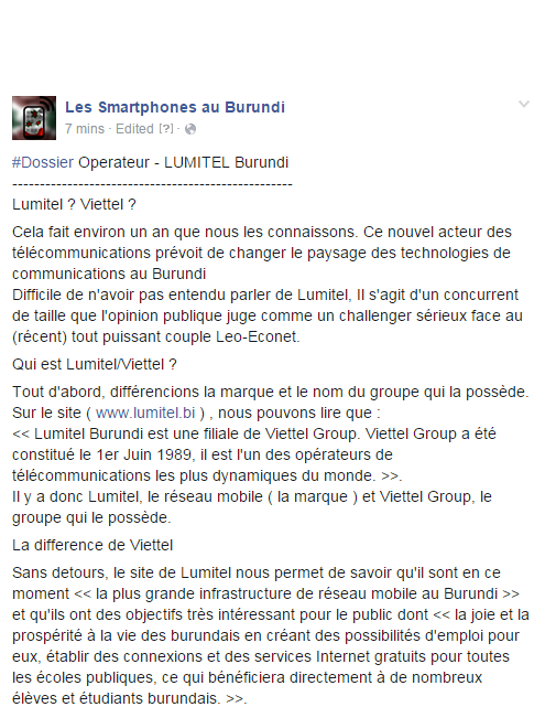SmartphoneBdi's tweet photo. #Burundi @SmartphoneBdi 
Dossier Operateur : LUMITEL Burundi 
https://t.co/yNiu8kdQGB

cc: @lumitel_burundi http://t.co/SEGosUKs1V