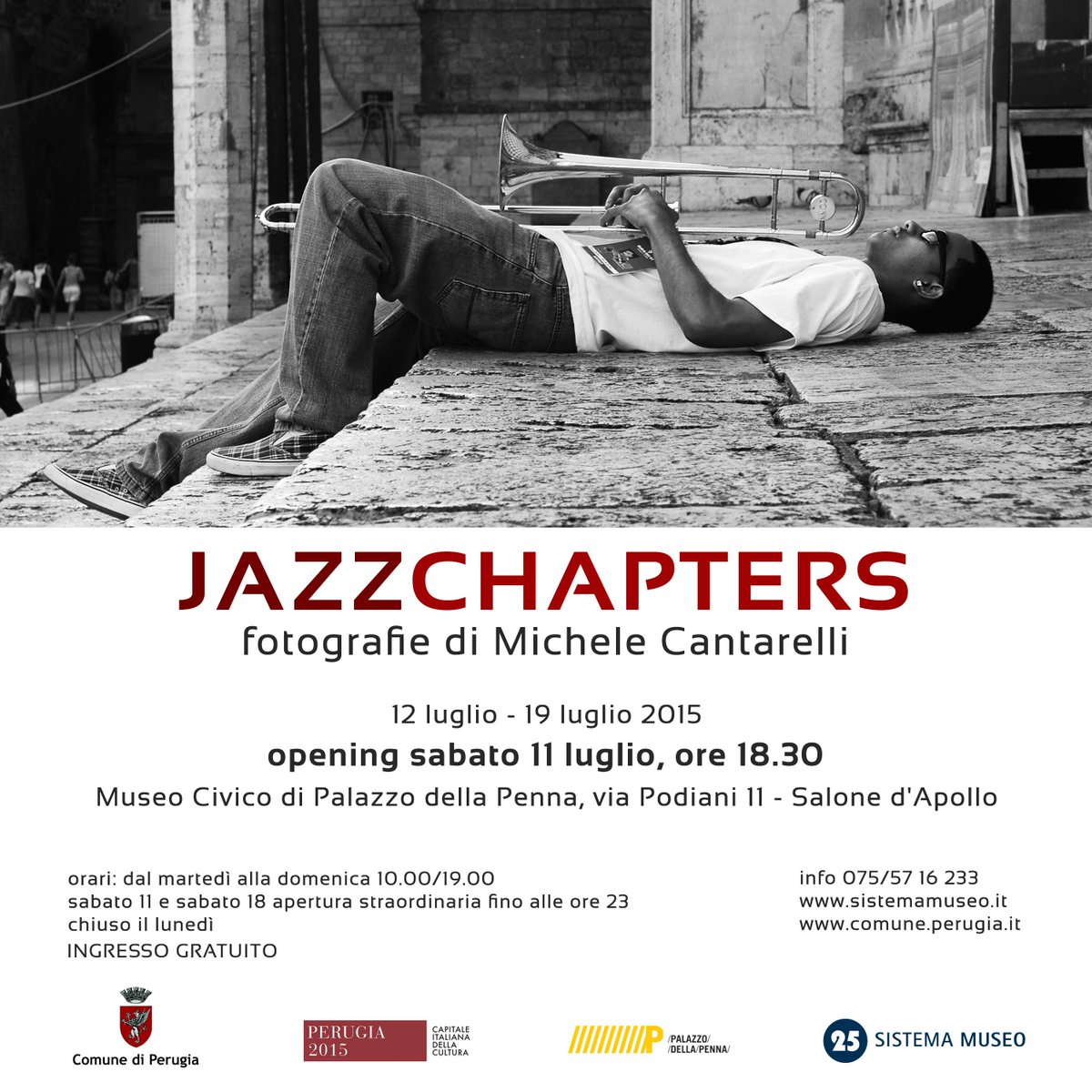 JAZZ CHAPTERS Opening mostra Michele Cantarelli a <a href="/PalazzoPennaPg/">Palazzo Penna PG</a> con <a href="/CulturaComPg/">CulturaComunePerugia</a> da martedì a domenica 10-19